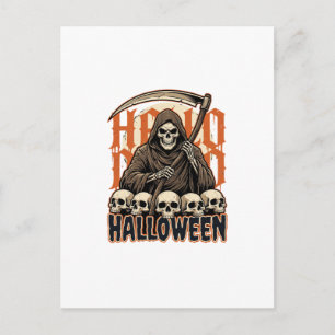 Carte Postale Vecteur de crâne de faucheuse d'Halloween