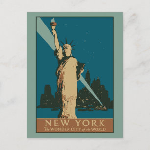 Carte Postale Vector Art Déco New York Wonder City