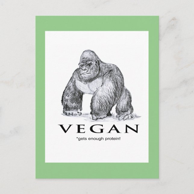 Carte Postale Vega gorilla obtient assez de protéines drôle (Devant)