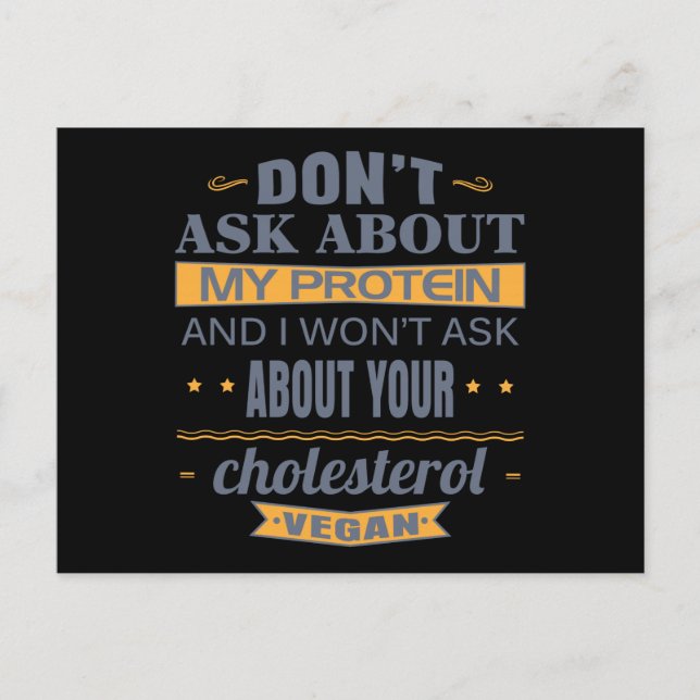 Carte Postale Vegan Ne questionnez pas sur ma protéine (Devant)