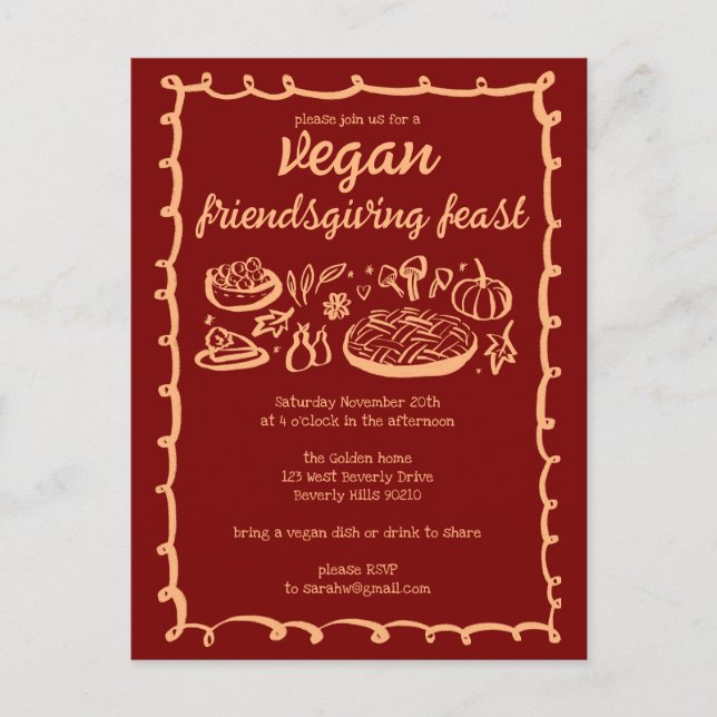 Carte Postale VEGAN Whimsgiving Friendsgiving CUSTOM (Devant)