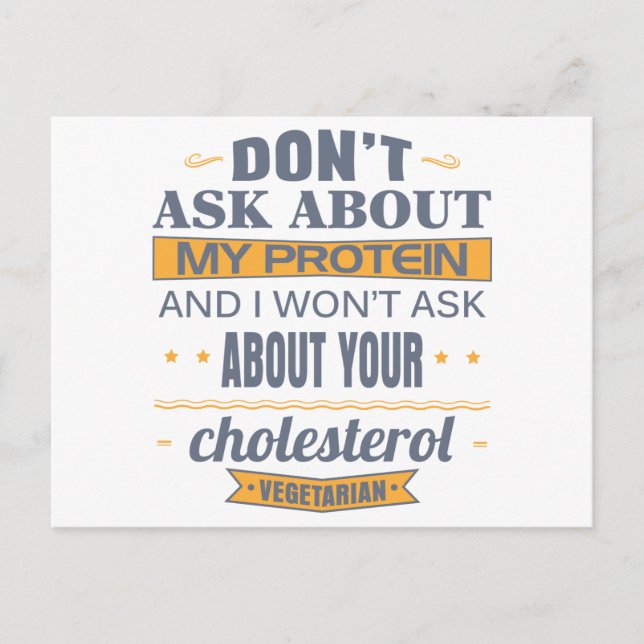 Carte Postale Végétarien ne me questionne pas sur ma protéine (Devant)