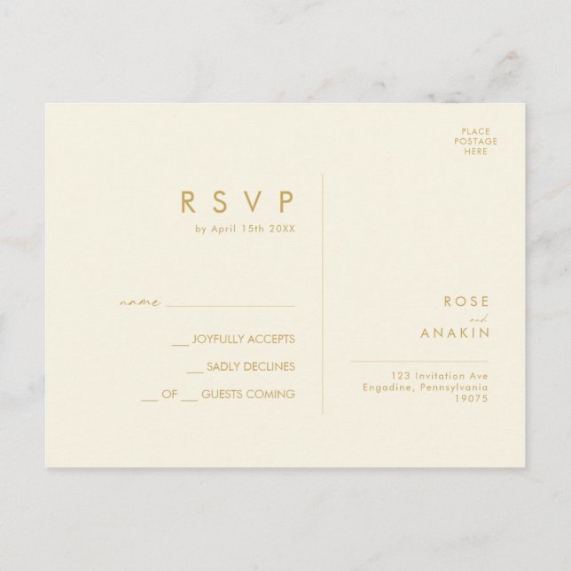 Carte Postale Végétation de Noël moderne | Crème Mariage RSVP (Dos)
