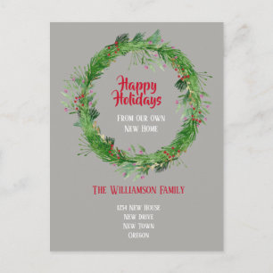 Carte Postale Végétation d'hiver Nouvelle maison Joyeuses vacanc