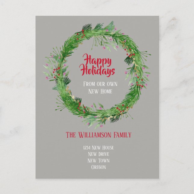 Carte Postale Végétation d'hiver Nouvelle maison Joyeuses vacanc (Devant)