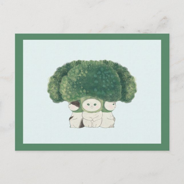 Carte Postale Veggie Cats Postcard -broccoli cat- (Devant)