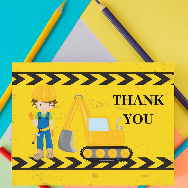 Carte Postale Véhicule de construction cool Excavatrice Merci le (Créateur téléchargé)