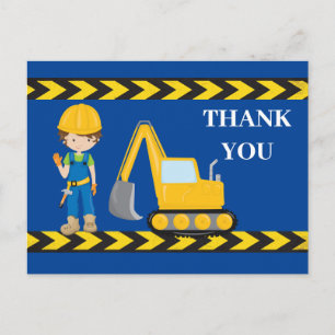 Carte Postale Véhicule de construction Excavateur Boys Merci ble