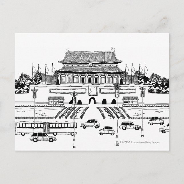 Carte Postale Véhicules sur route par pagode (Devant)
