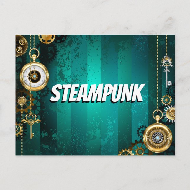Carte Postale Veille bijoux Steampunk sur un Arrière - plan vert (Devant)