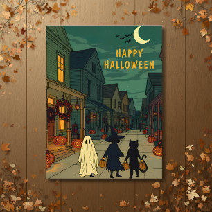 Carte Postale Veille de Halloween Trick-or-Treat