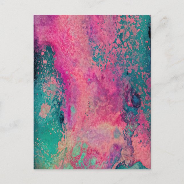 Carte Postale "Vellum Ethérée" - Bleu Turquoise rose Abstrait (Devant)