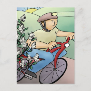 Carte Postale Vélo au coucher du soleil