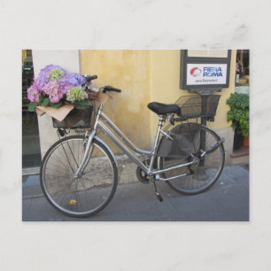 Carte Postale Vélo avec panier d'hortensias