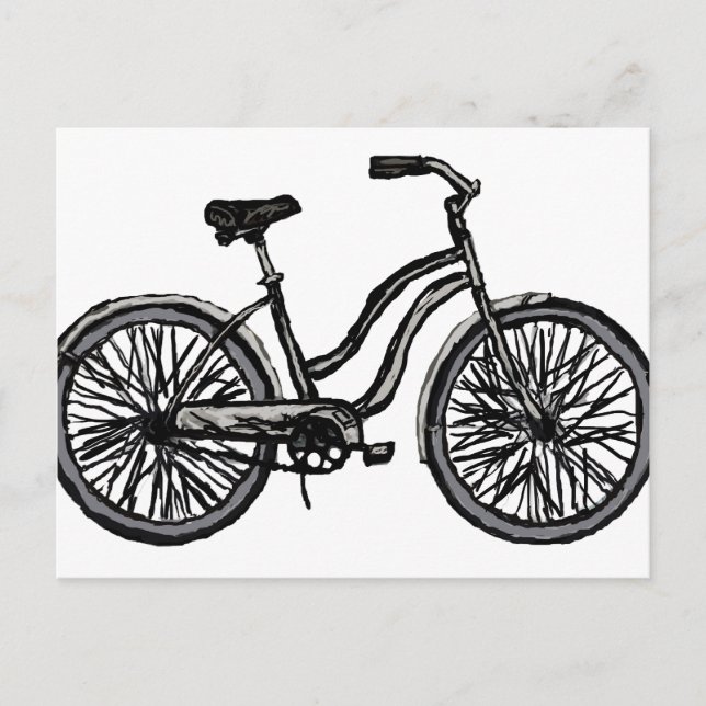 Carte Postale Vélo classique, Produits de dessin de ligne (Devant)