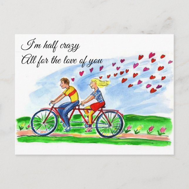 Carte Postale Vélo Construit Pour Deux Amours Valentin (Devant)