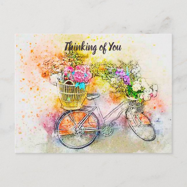 Carte Postale Vélo et fleurs personnalisés (Devant)