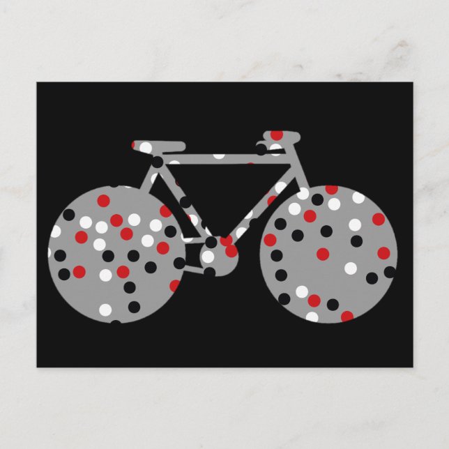Carte Postale vélo et pois noir (Devant)