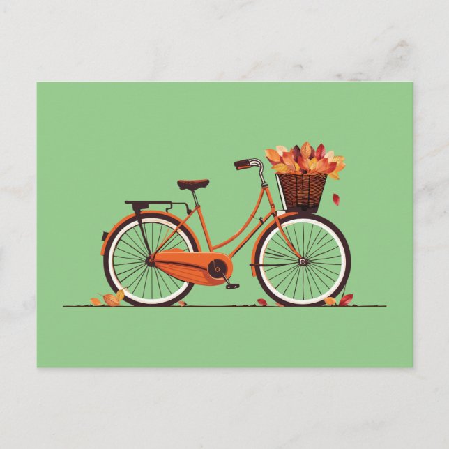 Carte Postale Vélo Feuilles Automne (Devant)
