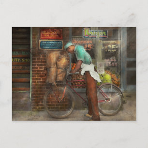 Carte Postale Vélo - Livraison d'épiceries 1938