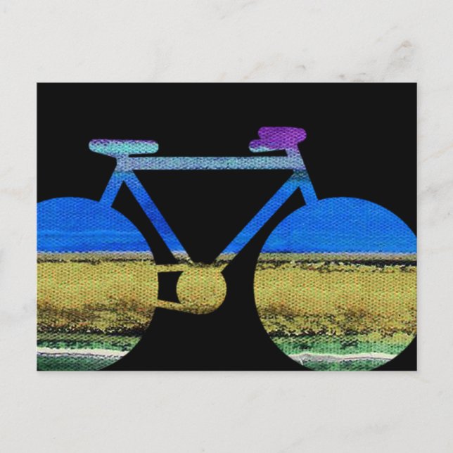 Carte Postale vélo moderne & bandes de couleur (Devant)