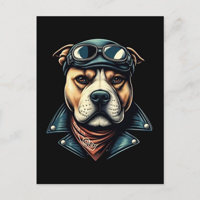 Carte Postale Vélo Pitbull vintage (Devant)