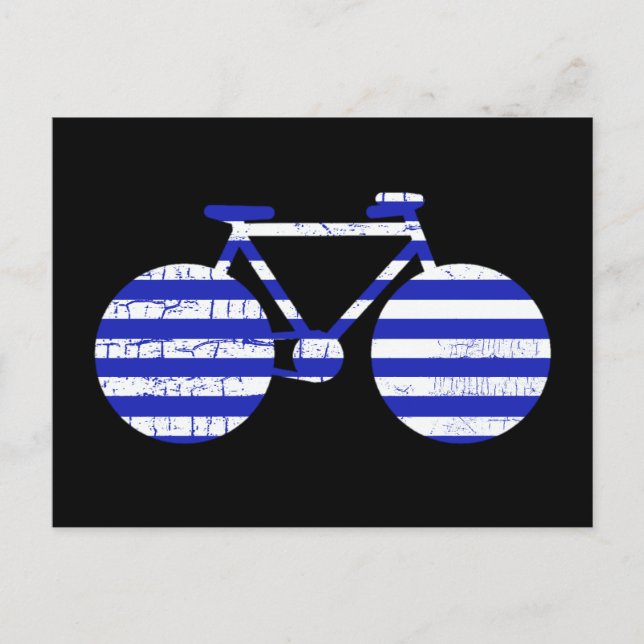 Carte Postale vélo rayé bleu et blanc (Devant)