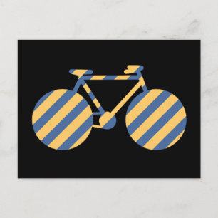 Carte Postale vélo rayé bleu et jaune
