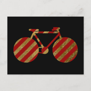 Carte Postale vélo rayé rouge et doré