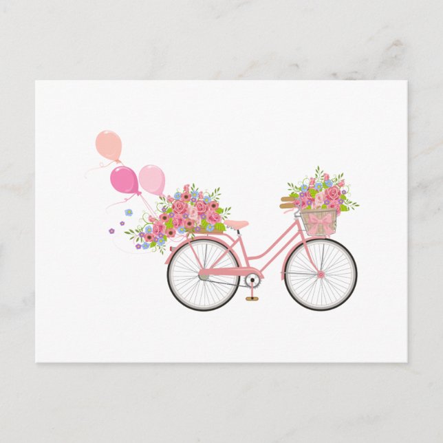 Carte Postale Vélo rose fantaisiste (Devant)