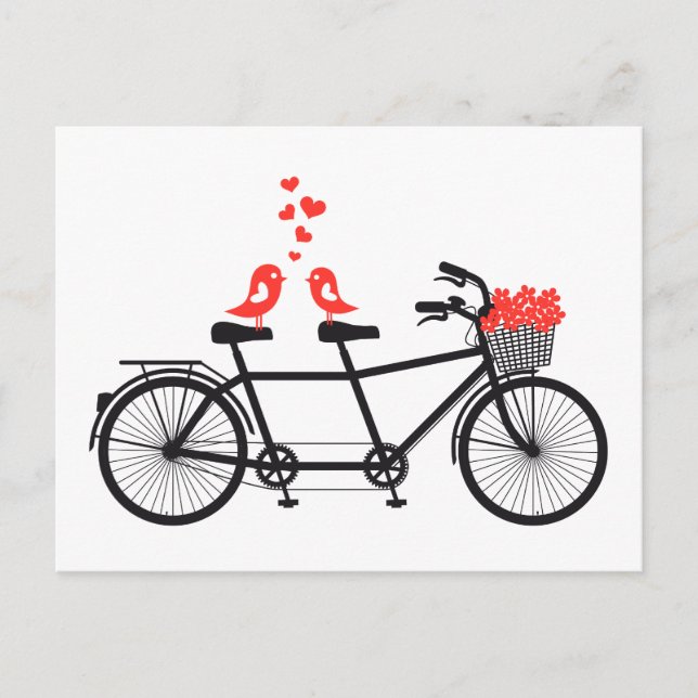 Carte Postale vélo tandem avec de mignons inséparables (Devant)