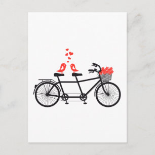 Carte Postale vélo tandem avec de mignons inséparables