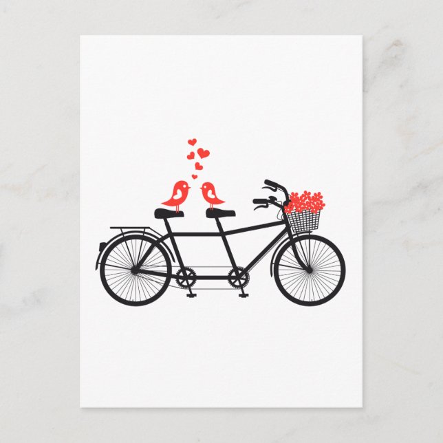 Carte Postale vélo tandem avec de mignons inséparables (Devant)