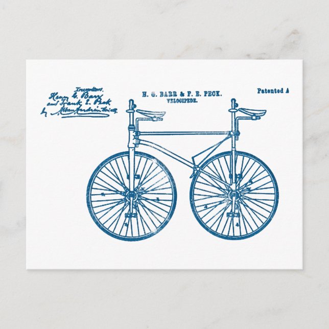 Carte Postale Vélo Tandem Velocipede 1891 Peck (Devant)