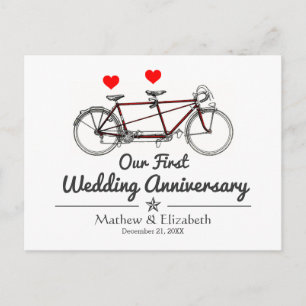 Carte Postale Vélo Tandem vintage Anniversaire de mariage person
