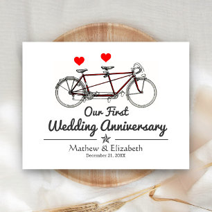 Carte Postale Vélo tandem vintage personnalisé pour mariage et a