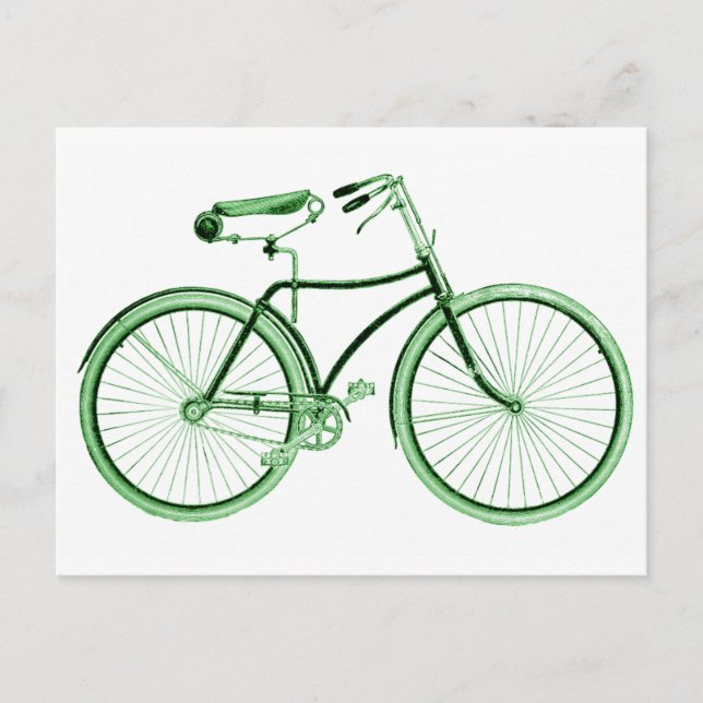 Carte Postale Vélo vert vintage (Devant)