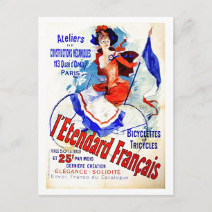 Carte Postale Vélo vintage Belle époque et Chéret
