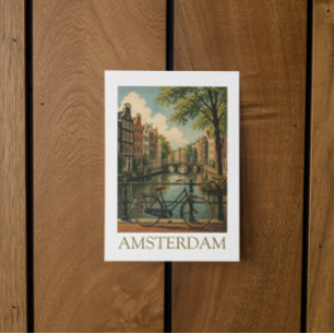 Carte Postale Vélo vintage du canal d'Amsterdam Voyage Rétro