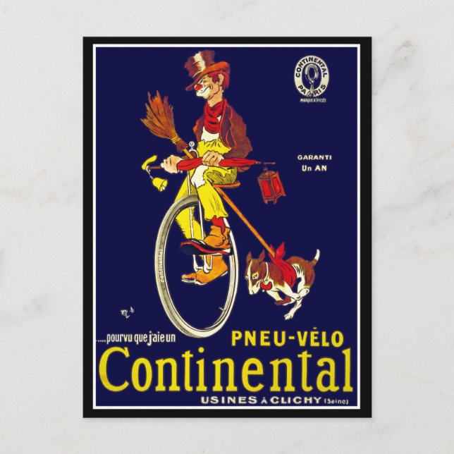 Carte postale : Vélo Vintage Publicité : Continent (Devant)
