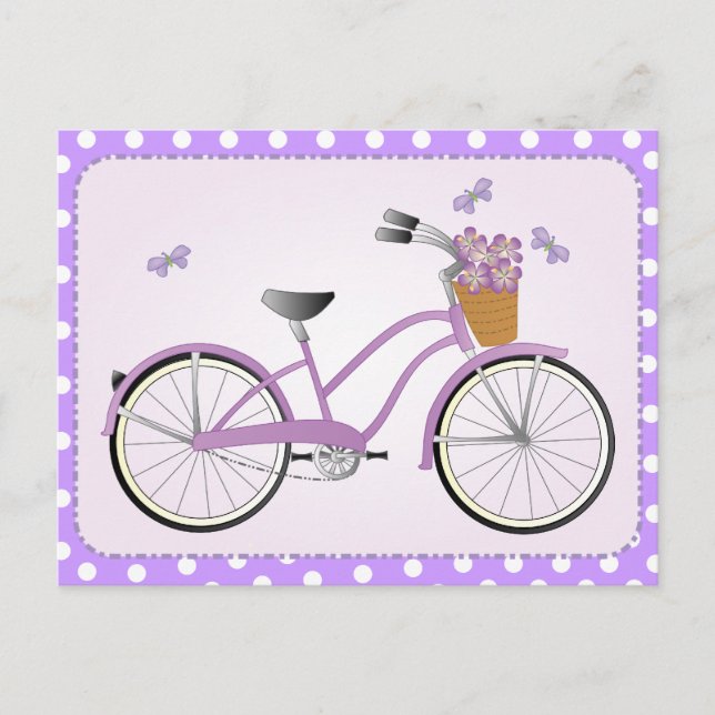 Carte Postale Vélo violet avec points (Devant)