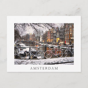 Carte Postale Vélos dans la neige à Amsterdam