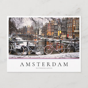 Carte Postale Vélos dans la neige à Amsterdam