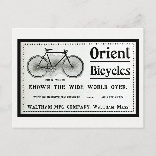Carte Postale Vélos vintages 1902 Orient et (Devant)