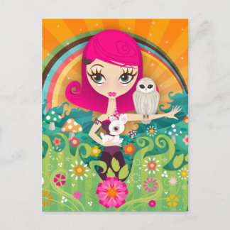 Carte postale VelusaBerry Big Eye Girl and Deer an