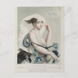 Carte Postale Vendemiaire, premier mois du calendrier républicai