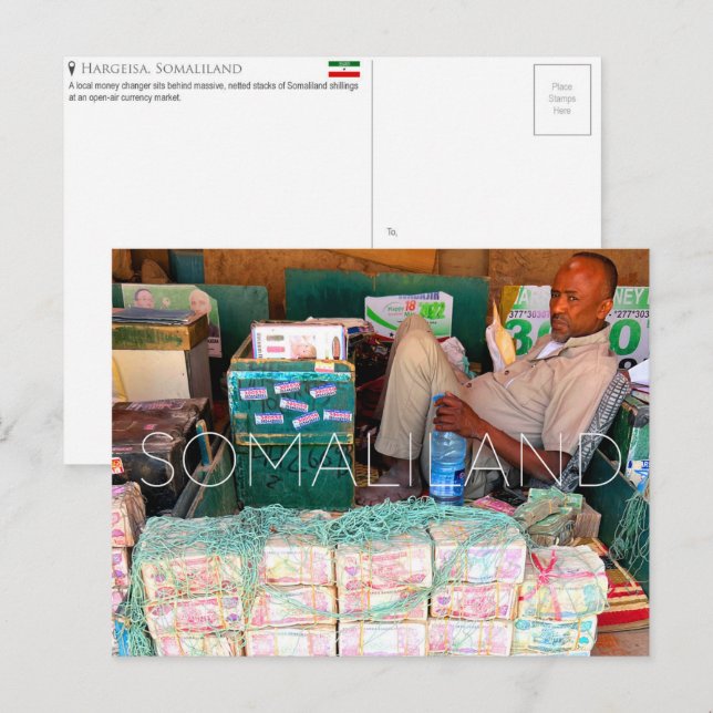 Carte Postale Vendeur de devises, Hargeisa, Somaliland Travel  (Devant / Derrière)