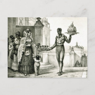 Carte Postale Vendeur de fleurs devant la porte d'une église