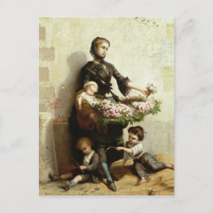 Carte Postale Vendeur de fleurs victorienne