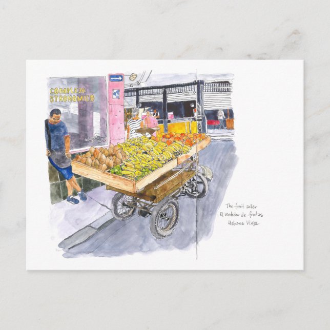 Carte Postale Vendeur de fruits en Vielle Havane, Cuba (Devant)